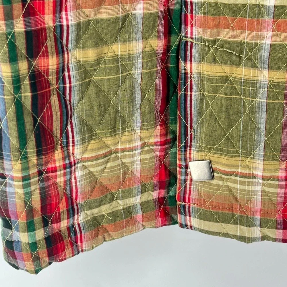 CJ Banks Plaid Quilted Vest Womens 3X Gorpcore Cabin Autumn Snap Front Country